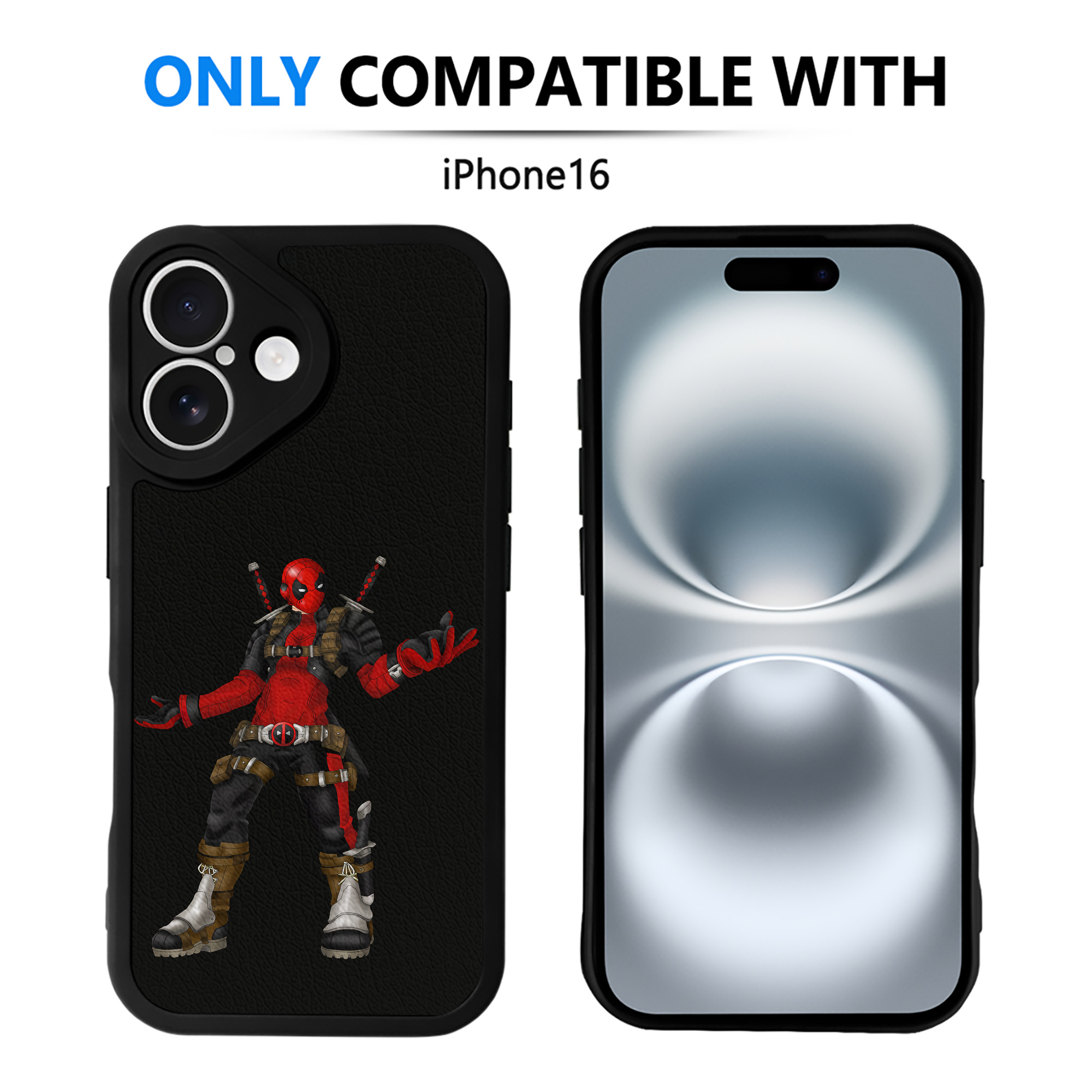 （画像用） Deadpool デッドプール 【iPhone 16シリーズ対応】シリコンスマホケース（レザー調） 材質：シリコン